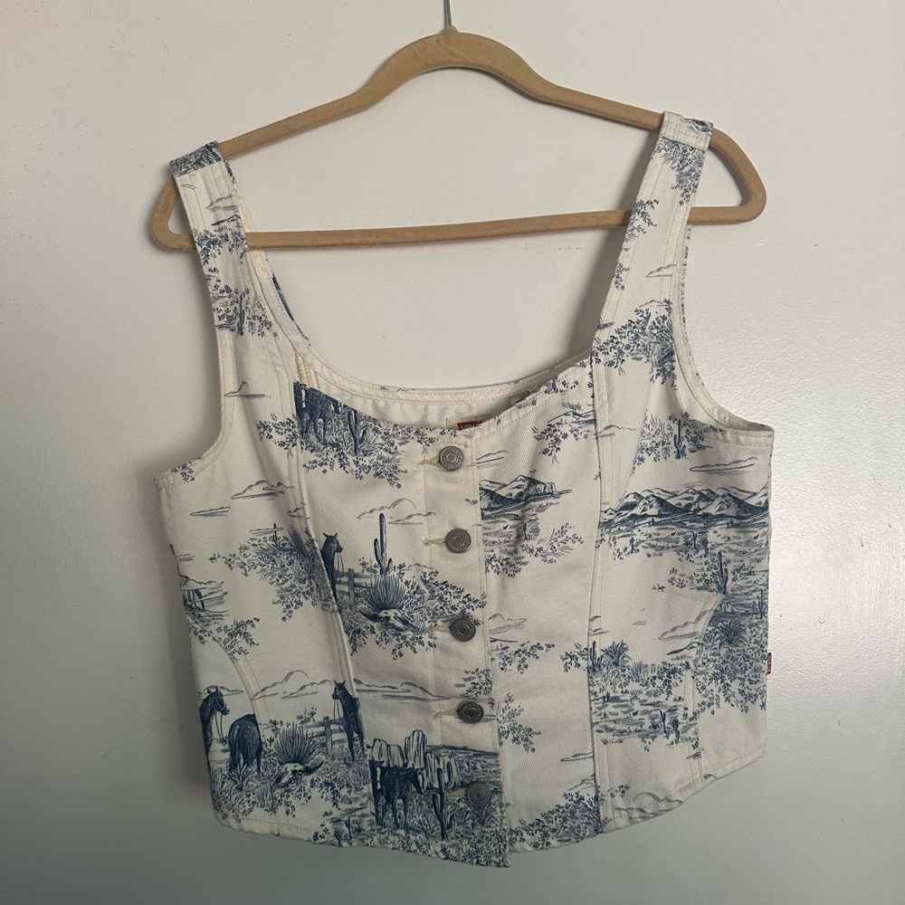 Levi's Alani Western Denim Corset Top Western Toile Corset